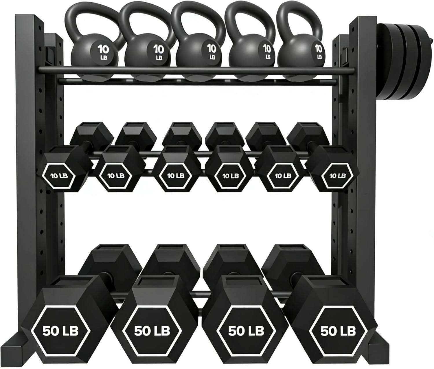 Home Gym Dumbbells - Стеллаж для гантелей 3-уровневый, стальной, серебристый,